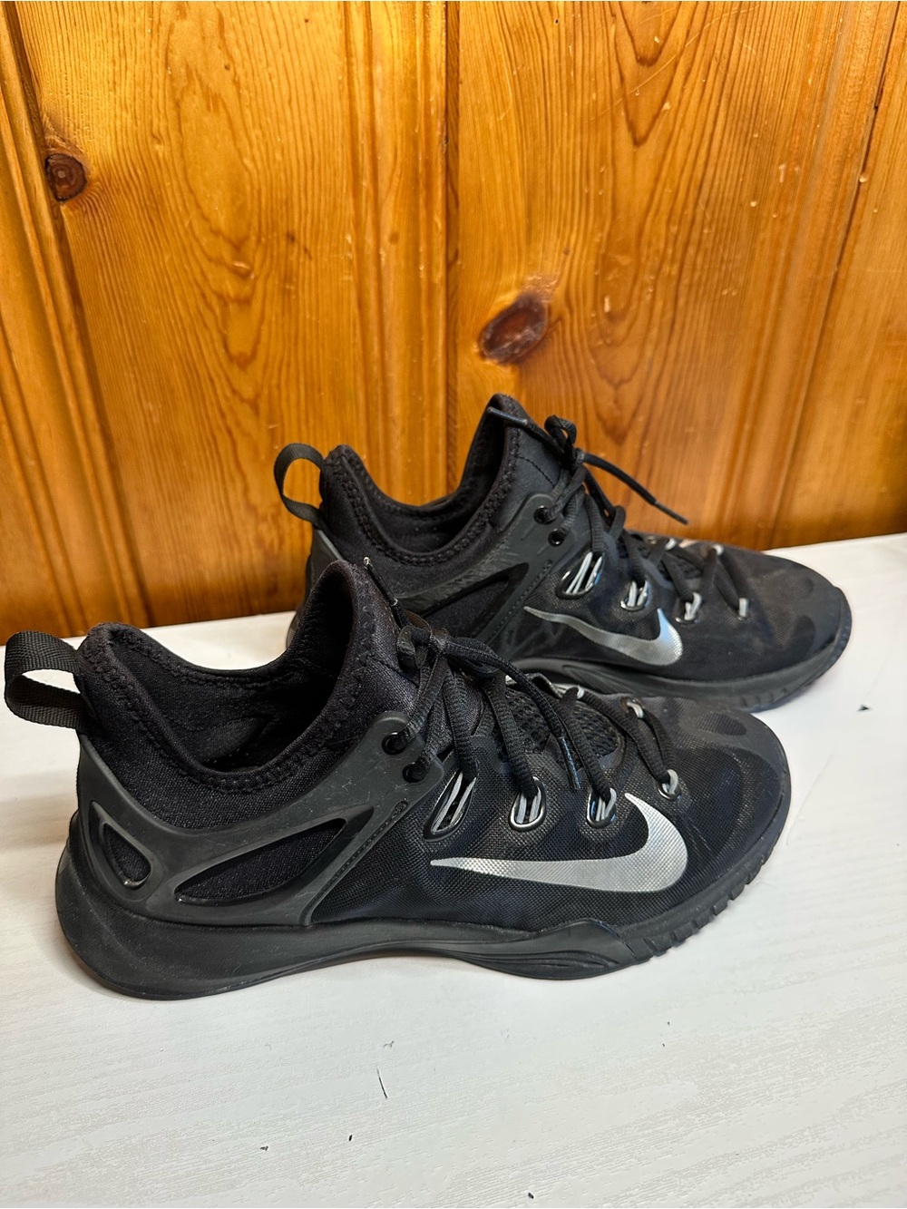 Nike Kids Black Sneakers with Silver Swoosh